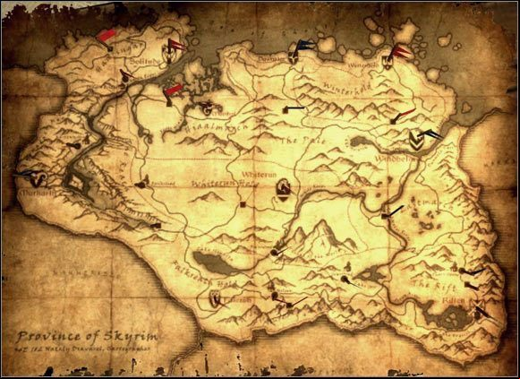 Skyrim is a game with a huge world map - the picture above shows that - The Elder Scrolls V: Skyrim Game Guide