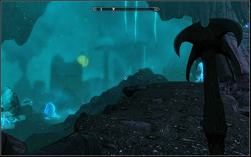 Id suggest heading towards the green sphere in the distance (screen above), so at first west and afterwards south-west - Discerning the Transmundane - p. 2 - Daedric quests - The Elder Scrolls V: Skyrim Game Guide