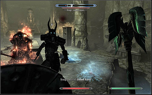 Try to stay away from the southern part of the room for as long as possible, as only then will the Draugr Death Overlord - the main boss of this location - stand from his throne and the fight (screen above) - The Taste of Death - p. 2 - Daedric quests - The Elder Scrolls V: Skyrim Game Guide