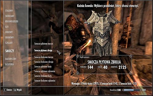 After youve chosen the item category youre interested in you must also pick an object from the list - Smithing - Introduction | Crafting - Crafting - The Elder Scrolls V: Skyrim Game Guide