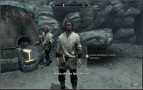 After reaching Karthwasten, find Enmon who during the day should be working by the entrance to the Fenns Gulch Mine (screen above) - The Heart of Dibella | Side quests - Side quests - The Elder Scrolls V: Skyrim Game Guide