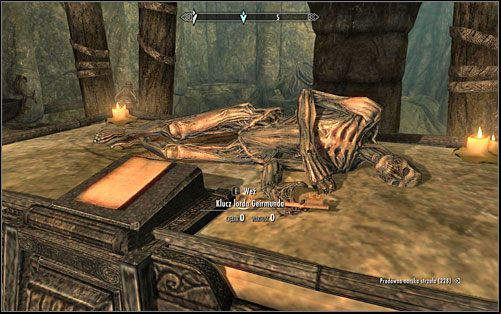 Defeat a couple Draugrs inside the room, approach the platform and take the Lord Geirmunds Key from the dead mans hand (screen above) - Forbidden Legend - p. 2 | Side quests - Side quests - The Elder Scrolls V: Skyrim Game Guide