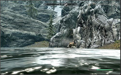 The cave entrance can be found in a rather untypical place, as in order to reach it you have to jump into a small pond and swim to it (screen above) - Miscellaneous: Find Finns Lute | The Bards College quests - The Bards College quests - The Elder Scrolls V: Skyrim Game Guide