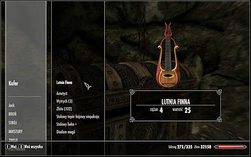 After the battle, follow the narrow corridor going north-east and look out as there might be a trap activated by pulling a rope - Miscellaneous: Find Finns Lute | The Bards College quests - The Bards College quests - The Elder Scrolls V: Skyrim Game Guide