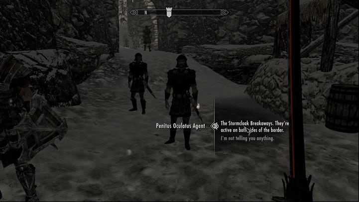 You can give the information to the agents or start fighting with them. - A Stormcloack in Chains | Quests in the game - Quests in the game - The Elder Scrolls V: Skyrim Game Guide