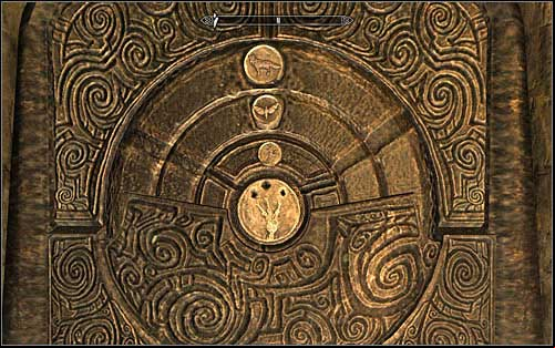 You can now approach the wall with the symbols and three interactive rings - The Jagged Crown - p.2 | Stormcloak Rebellion Quests - Stormcloak Rebellion Quests - The Elder Scrolls V: Skyrim Game Guide