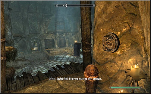 Use the stairs to get to the upper balconies and follow the only available way until you reach the handle pictured above - The Jagged Crown - p.2 | Stormcloak Rebellion Quests - Stormcloak Rebellion Quests - The Elder Scrolls V: Skyrim Game Guide