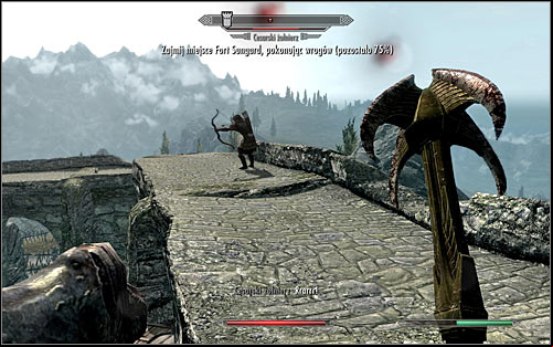 Dont forget about the archers occupying the surrounding walls and rooftops; try to get to them as quickly as you can (the above screen) - The Battle for Fort Sungard | Stormcloak Rebellion Quests - Stormcloak Rebellion Quests - The Elder Scrolls V: Skyrim Game Guide