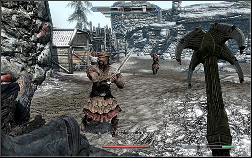 If your character prefers close combat, you can attack the Imperial soldiers once youre in the courtyard (the above screen) - The Battle for fort Hraggstad | Stormcloak Rebellion Quests - Stormcloak Rebellion Quests - The Elder Scrolls V: Skyrim Game Guide