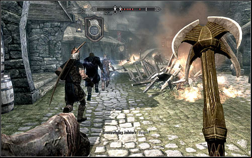 The battle begins as soon as you enter the city (the above screen) - Battle for Solitude | Stormcloak Rebellion Quests - Stormcloak Rebellion Quests - The Elder Scrolls V: Skyrim Game Guide