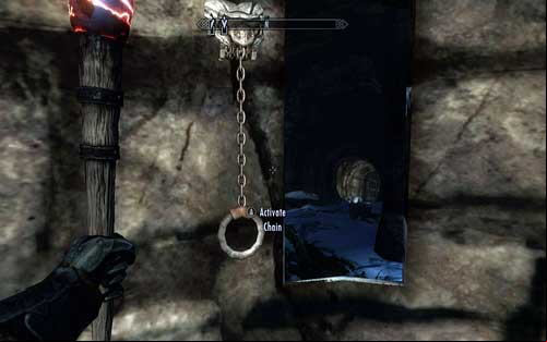 Inside you will find a chain, using which you can open the grate in the north - Awakening - Beginning - The Elder Scrolls V: Skyrim - Dawnguard - Game Guide and Walkthrough