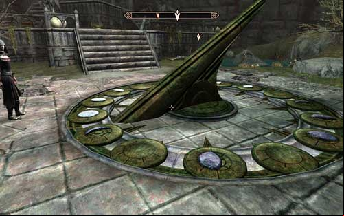 In the very middle you should note a big moondial which is missing a few crystals - Chasing Echoes - p. 1 - Vampire Lord path - The Elder Scrolls V: Skyrim - Dawnguard - Game Guide and Walkthrough