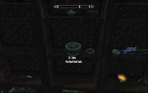 The Purified Void Salts has been hidden on a shelf in the upper part of the room - Chasing Echoes - p. 2 - Vampire Lord path - The Elder Scrolls V: Skyrim - Dawnguard - Game Guide and Walkthrough