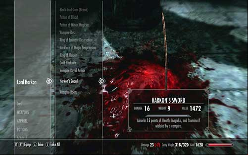 Also to take the items lying beside the remains of the former Lord - Touching The Sky - p. 4 - Vampire Lord path - The Elder Scrolls V: Skyrim - Dawnguard - Game Guide and Walkthrough