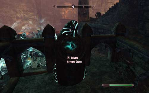 After getting inside, kill the enemies you come across and head onto the upper level where you should see a big blue barrier - Prophet - Dawnguard path - The Elder Scrolls V: Skyrim - Dawnguard - Game Guide and Walkthrough