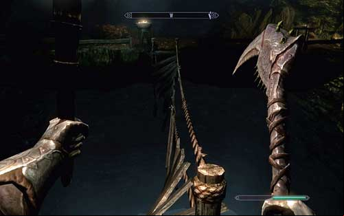 Make your way through the spider webs and you will reach a broken bridge - Touching The Sky - p. 1 - Dawnguard path - The Elder Scrolls V: Skyrim - Dawnguard - Game Guide and Walkthrough
