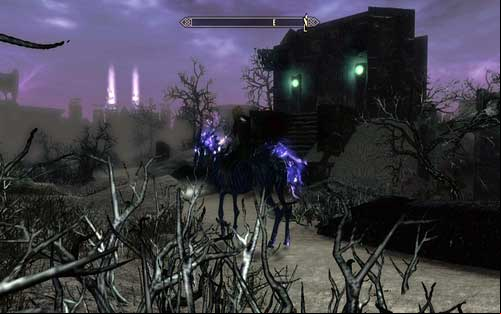 Going along the northern path, on the right you will by a building with two blue lights - Impatience of a Saint - p. 1 - Mutual side missions - The Elder Scrolls V: Skyrim - Dawnguard - Game Guide and Walkthrough