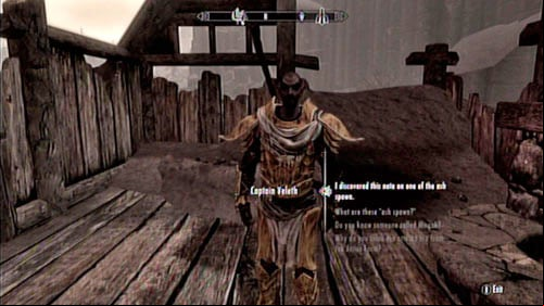 Since you have obtained the Declaration of War, hand it over to Captain Veleth whos standing right beside you - March of the Dead | Side missions - Raven Rock - Side missions - Raven Rock - The Elder Scrolls V: Skyrim - Dragonborn Game Guide