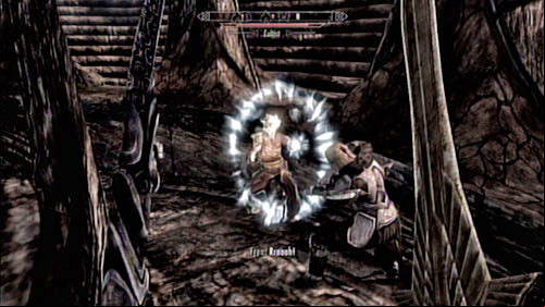 Before you manage to do anything, the gate will open and two Cultists will head out - Talk to Frea - part 1 | Main story mode - The Temple of Miraak - Main story mode - The Temple of Miraak - The Elder Scrolls V: Skyrim - Dragonborn Game Guide