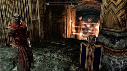 Head to the location pointed by the mage and use the Cube on the pedestal - Restore the steam supply to the Dwemer reading room | Main story mode - Path of Knowledge - Main story mode - Path of Knowledge - The Elder Scrolls V: Skyrim - Dragonborn Game Guide