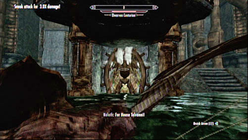 Cross the lowered bridge and return to the main room of the fortress (Nchardak Great Chamber) - Restore the steam supply to the Dwemer reading room | Main story mode - Path of Knowledge - Main story mode - Path of Knowledge - The Elder Scrolls V: Skyrim - Dragonborn Game Guide