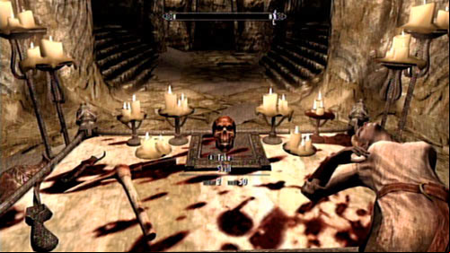 In order to head to the further part of the dungeon, you will have to open the door at the end of the room - Unearthed | Side missions - Kolbjorn Barrow - Side missions - Kolbjorn Barrow - The Elder Scrolls V: Skyrim - Dragonborn Game Guide