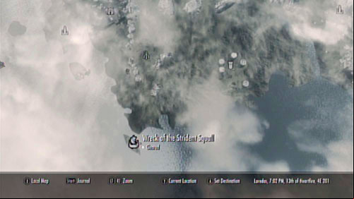 The wreck can be found at the southern shore of the island, nearby Old Attius Farm - Locate Cindiris Folio from the wreck of the Strident Squall | Other missions - Other missions - The Elder Scrolls V: Skyrim - Dragonborn Game Guide