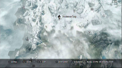 The cave can be found halfway between the Abandoned Lodge and the Altar of Thrond - that is southwest of Temple of Miraak - Visit the hunters at Frostmoon Crag | Other missions - Other missions - The Elder Scrolls V: Skyrim - Dragonborn Game Guide