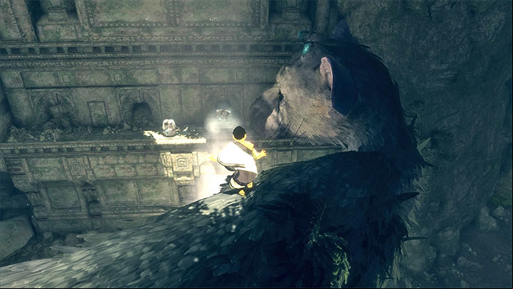 Jump over to the small ledge - Find the mirror and get out of the cave | Walkthrough - Walkthrough - The Last Guardian Game Guide