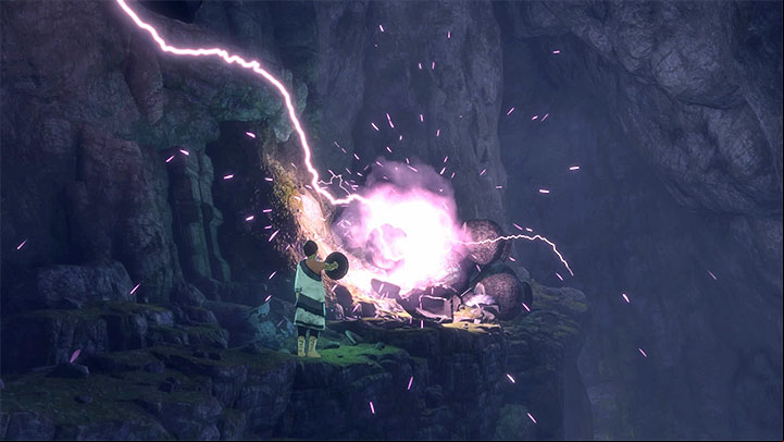 Use the mirror on the boulders in the age by the chasm - Find the mirror and get out of the cave | Walkthrough - Walkthrough - The Last Guardian Game Guide
