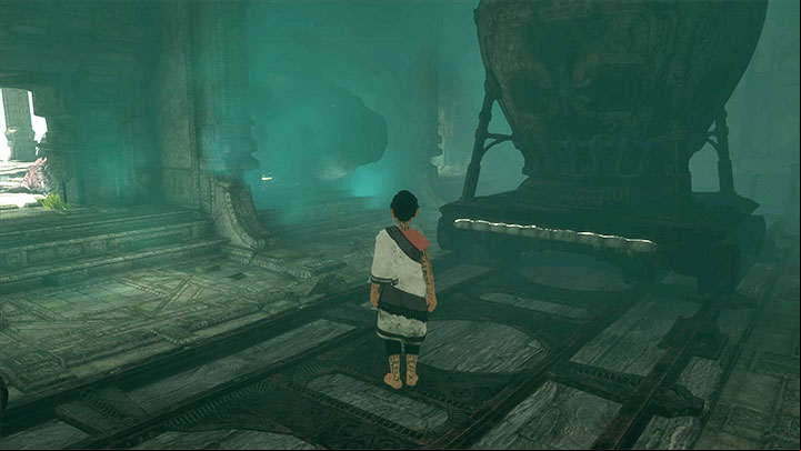Climb onto Trico and wait for him to get to the next part of the ruins - Solve the blue fumes puzzle and continue exploring the ruins | Walkthrough - Walkthrough - The Last Guardian Game Guide