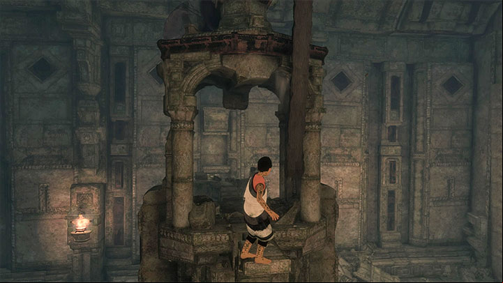 Grab on to Tricos tail - Solve the blue fumes puzzle and continue exploring the ruins | Walkthrough - Walkthrough - The Last Guardian Game Guide