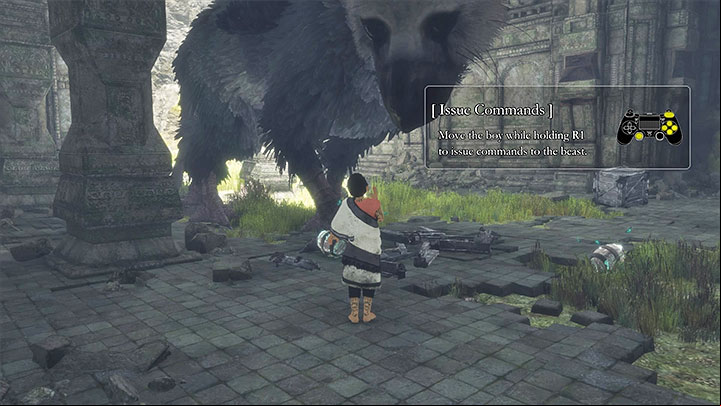 Test issuing commands on the crate with several barrels in it - Teach Trico to carry out commands | Walkthrough - Walkthrough - The Last Guardian Game Guide