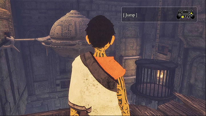 You have to reach the spot shown in the above screenshot, i - Solve the vat of blue liquid puzzle | Walkthrough - Walkthrough - The Last Guardian Game Guide
