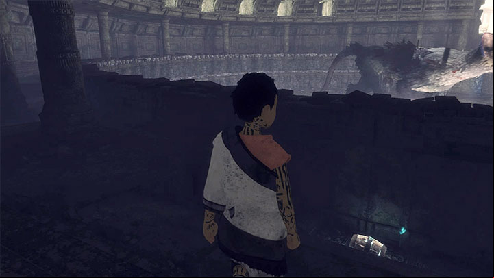 The barrel is on one of the balconies - Solve the cart puzzle | Walkthrough - Walkthrough - The Last Guardian Game Guide