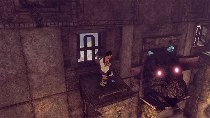 Climb onto the ledges up above and jump towards the lianas - Find Trico and avoid the other beast | Walkthrough - Walkthrough - The Last Guardian Game Guide