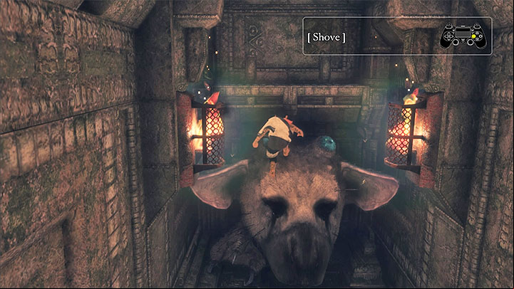 Climb onto Tricos head to reach the ledge up above. - Defeat the suits of armour and get out of the cage area | Walkthrough - Walkthrough - The Last Guardian Game Guide