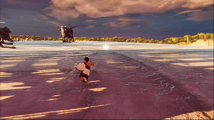 Once the beast releases you, move to retrieve the dropped mirror - Final confrontation with enemy beasts | Walkthrough - Walkthrough - The Last Guardian Game Guide