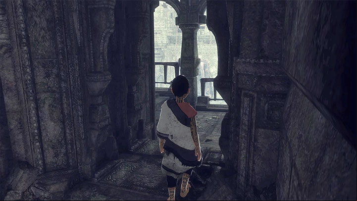 You open the age above by pulling on the lever - Get around suits of armour on your way to Trico | Walkthrough - Walkthrough - The Last Guardian Game Guide