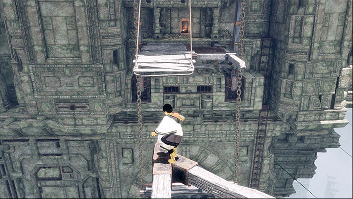 Ultimately, you will have to approach the small projecting balcony shown in the above screenshot - Get around suits of armour on your way to Trico | Walkthrough - Walkthrough - The Last Guardian Game Guide