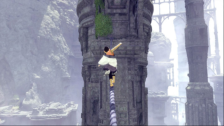 In this location, you will have to walk over several ropes - Climb over towers with ropes extended between them | Walkthrough - Walkthrough - The Last Guardian Game Guide