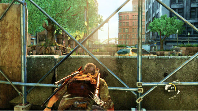 After the cutscene ends, you will have to fight an army of bandits - The Last of Us: Financial District, Pittsburgh Walkthrough, map - Pittsburgh - The Last of Us Guide