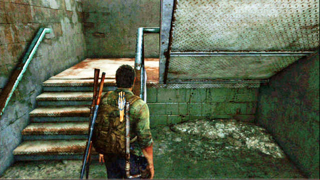 As soon as the bandits walk away, continue to the left until you reach a small staircase - The Last of Us: Financial District, Pittsburgh Walkthrough, map - Pittsburgh - The Last of Us Guide