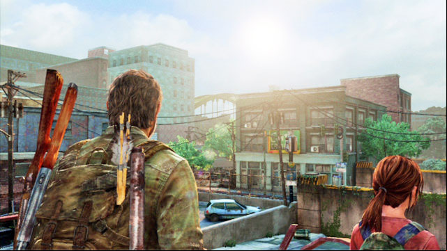 The girl will then slide the ladder down for you to climb onto - The Last of Us: Financial District, Pittsburgh Walkthrough, map - Pittsburgh - The Last of Us Guide