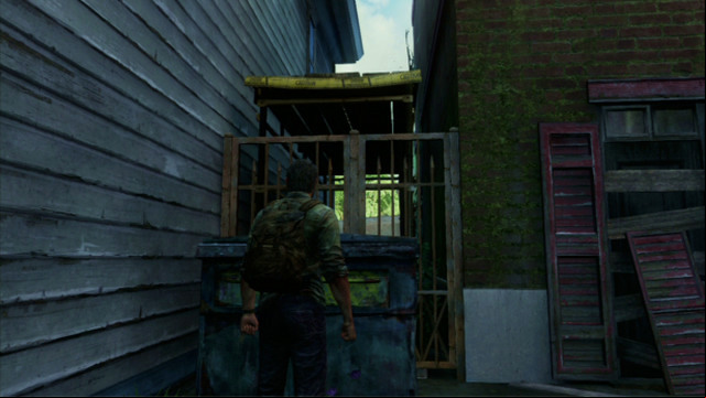To get up, you need to move a nearby container - The Last of Us: The Capitol Building, The Outskirts Walkthrough, map - The Outskirts - The Last of Us Guide