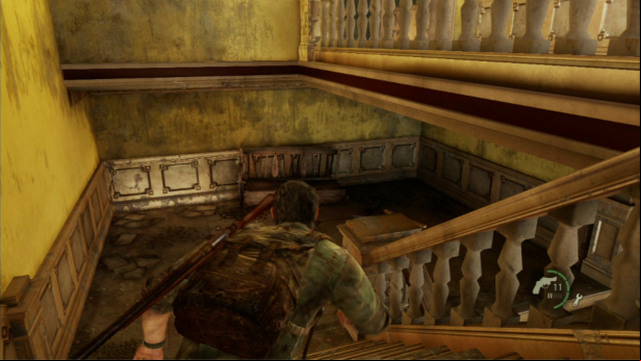After you clear the area, return downstairs via the stairs - The Last of Us: The Capitol Building, The Outskirts Walkthrough, map - The Outskirts - The Last of Us Guide