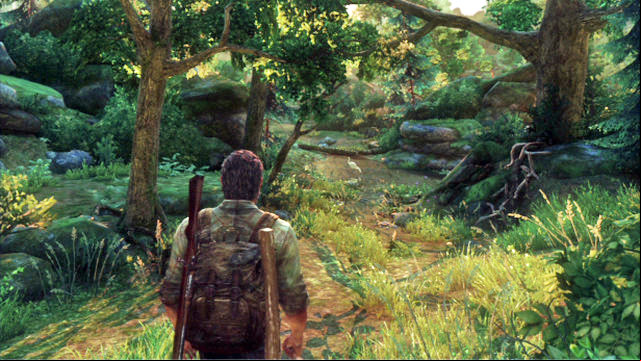 After the chapter starts, go ahead and take the path to the right at the fork - The Last of Us: The Woods, Bills Town Walkthrough - Bills Town - The Last of Us Guide