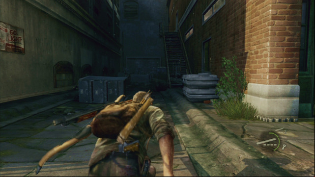 Once the area is clear, sneak slowly to the other end of the location and turn into the alley to the right - The Last of Us: Alone and Forsaken, Pittsburgh Walkthrough, map - Pittsburgh - The Last of Us Guide
