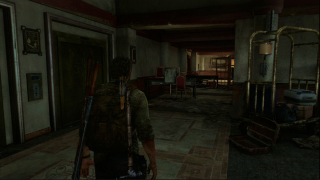 Jump down and run ahead - The Last of Us: Hotel Lobby, Pittsburgh Walkthrough, map - Pittsburgh - The Last of Us Guide