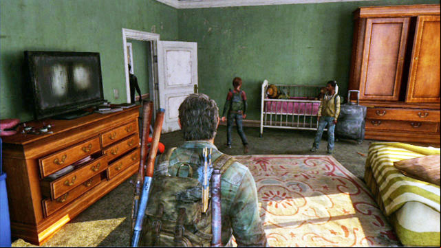 After the two introduce themselves, walk down with them, to the ground floor of the building - The Last of Us: Escape the City, Pittsburgh Walkthrough - Pittsburgh - The Last of Us Guide